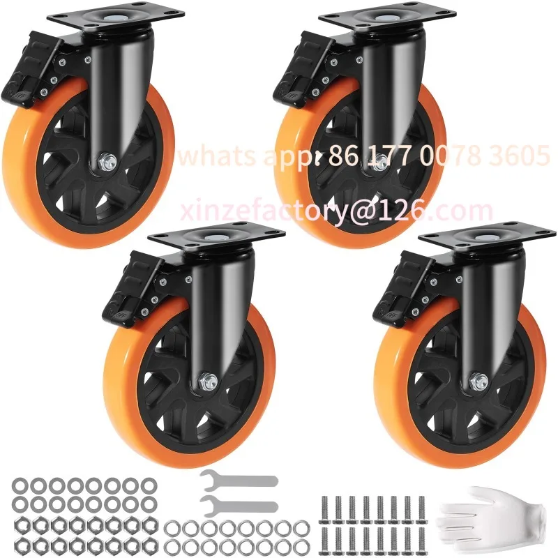

Customizable 2-6in PVC Furniture Caster Wheels Set of 4Swivel Plate Casters with Security A/B Lock Non-Marking for Car Workbench
