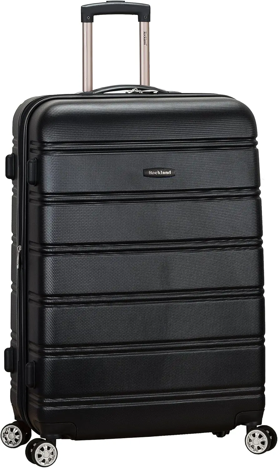 

Expandable Hardside Spinner Luggage, Black Large 28" Checked Suitcase with Wheels
