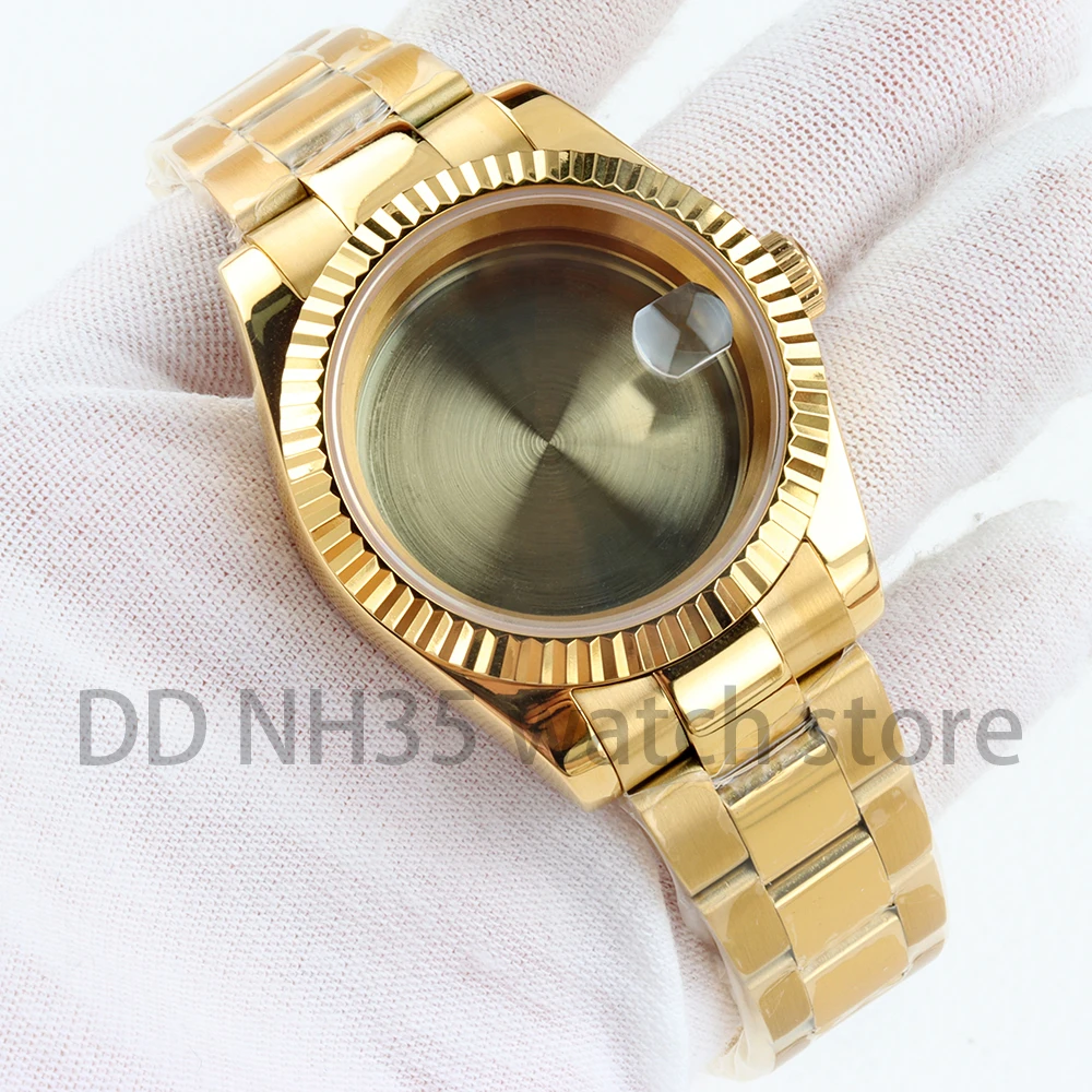 

NH35 Watch Case 36/39mm Sapphire Glass 316L Stainless Steel Oyster Polished Bracelet for Datejust NH35 NH36 Movement 28.5mm Dial