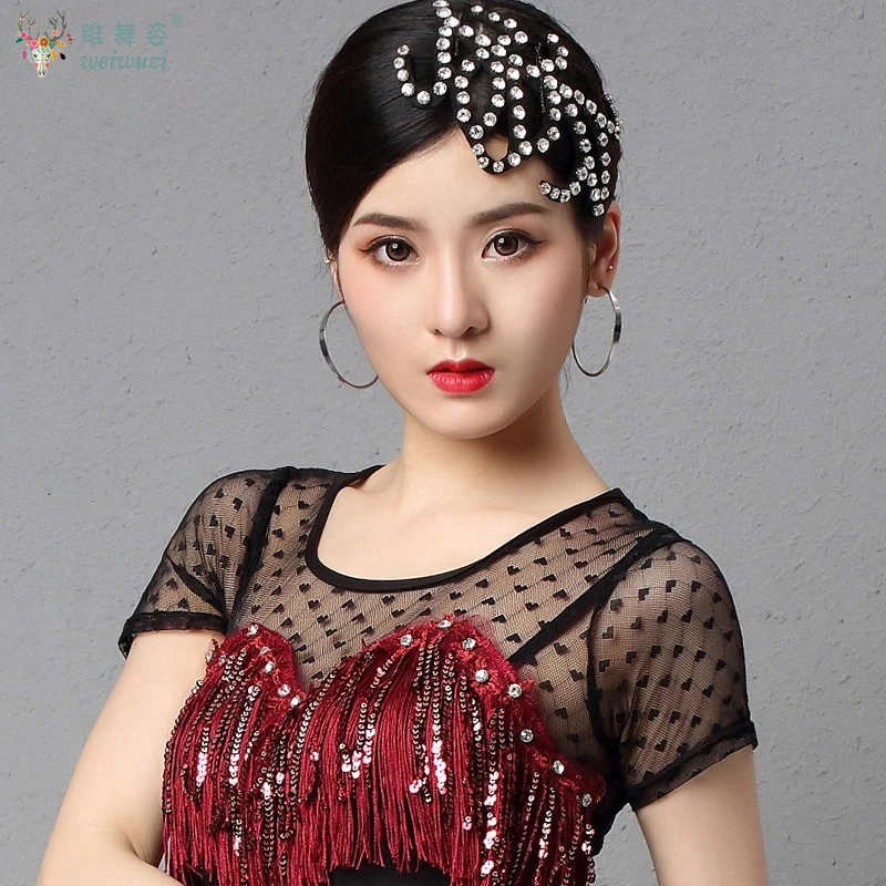 Latin Dance Competition Headwear Luxurious AB Stones Hair Accessories Adult and Child Socialce Ballroom Dance Stage Ornaments