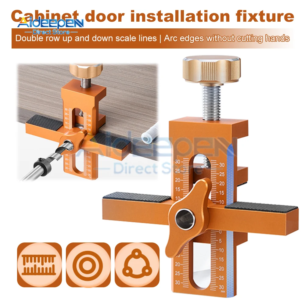 Woodworking Cabinet Door Installation Jig,Cabinet Closet Door Quick Positioning Tool, Aluminum Adjustable Clamping Range 0-30mm