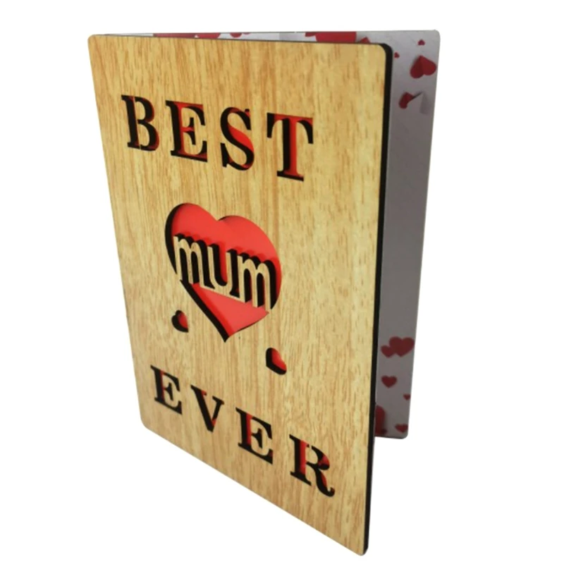 Mother's Day Card-Mum Birthday Card -Best Mum Ever Wooden Card For Mum - Gifts For Her