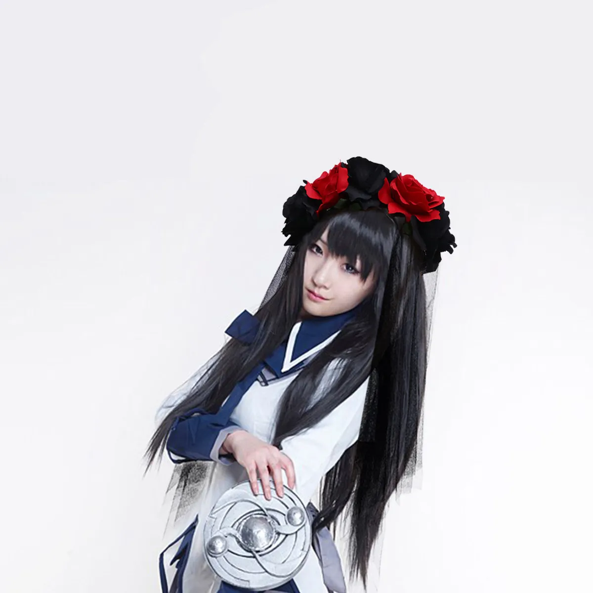 

Rose Flower Headdress in Black Red Gauze Cloth Headband Women's Fashion Hair Accessories Elegant Party Wear for Dancing