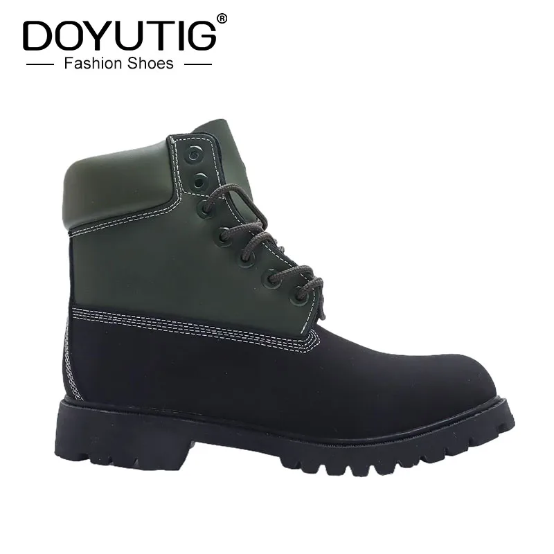 

DOYUTIG Brand Split Leather Outdoor Boots For Men & Women Casual Couples Boots Fashion Mid Top Breathable Military Boots SG003