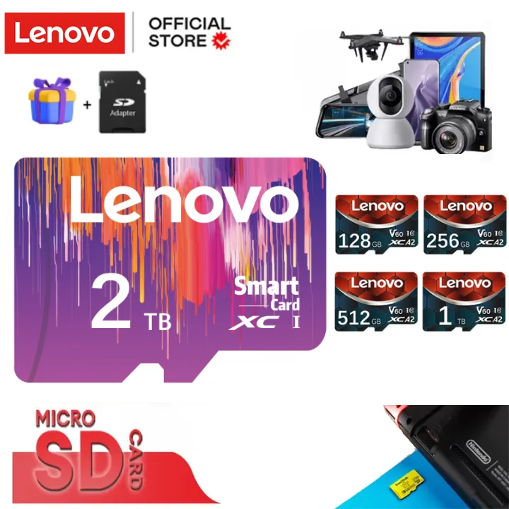 Lenovo-tarjeta De Memoria Micro TF para cámara Nintendo Switch, 2TB, 1TB, Class10, A2, SD, 128GB, 256GB, 512GB