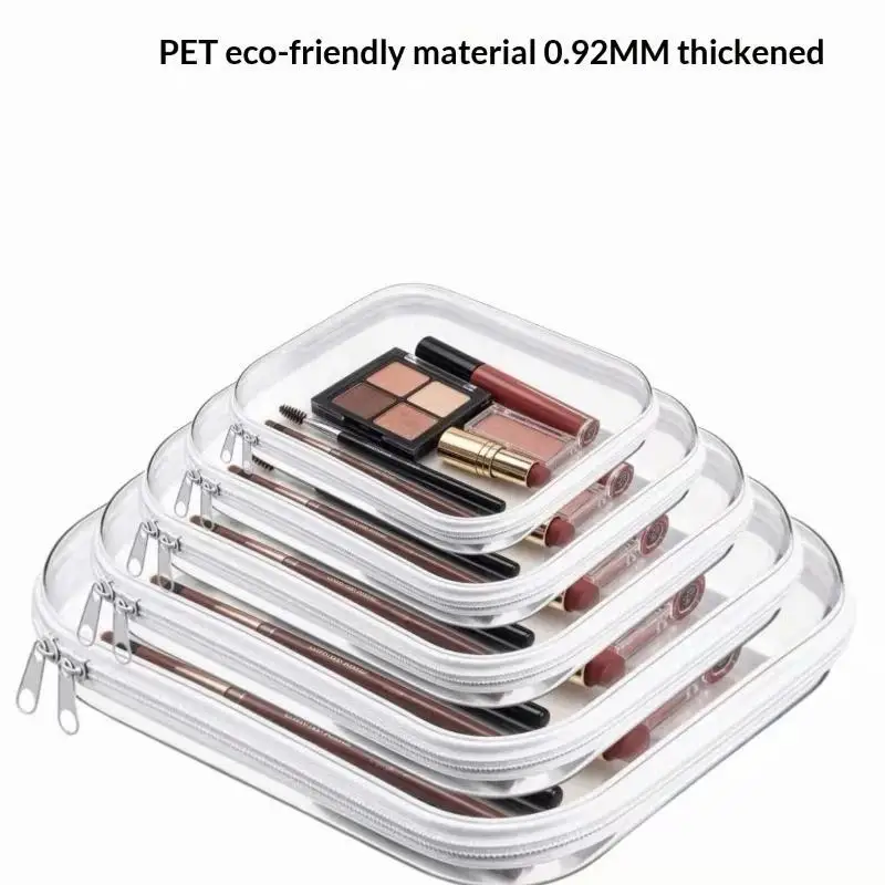 Zippered Hard Pouch Clear Stackable Travel Storage Organizer Cosmetic Bags Makeup Case