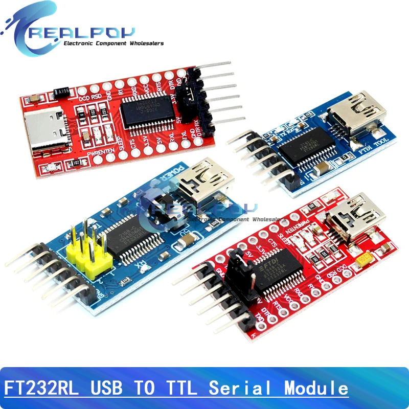 레드 블루 미니 FTDI USB 3.3V 5.5V-TTL 직렬 어댑터 모듈, 아두이노 FT232 프로 미니 USB-TTL 232 미니 타입 C, FT232RL