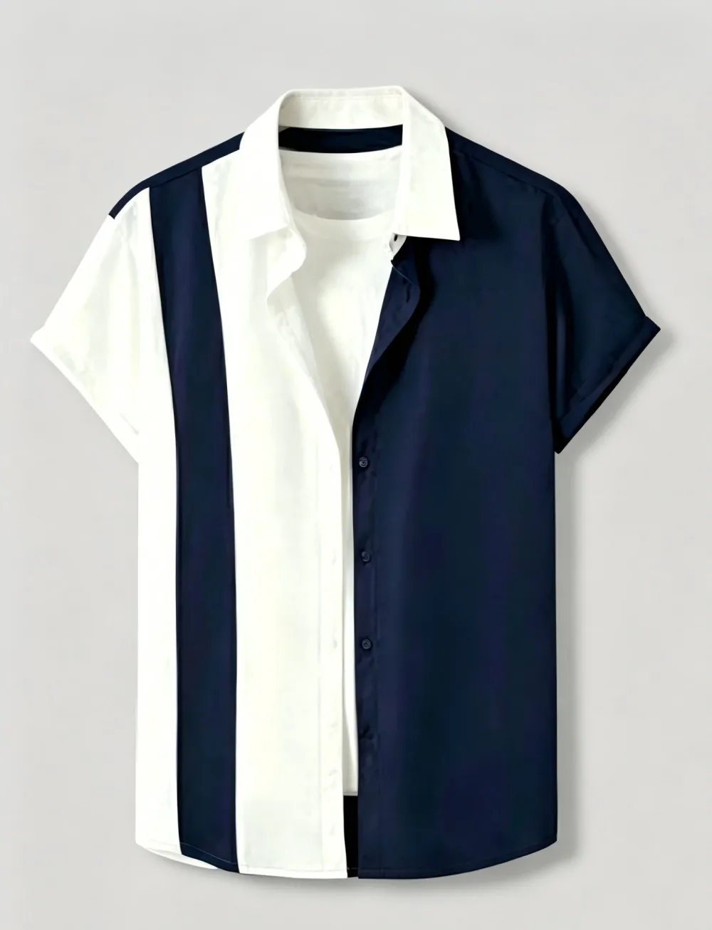 Men's Color Blocked Short Sleeved Shirt, Comfortable and Fashionable, Soft Fabric, Brand New, Summer Style