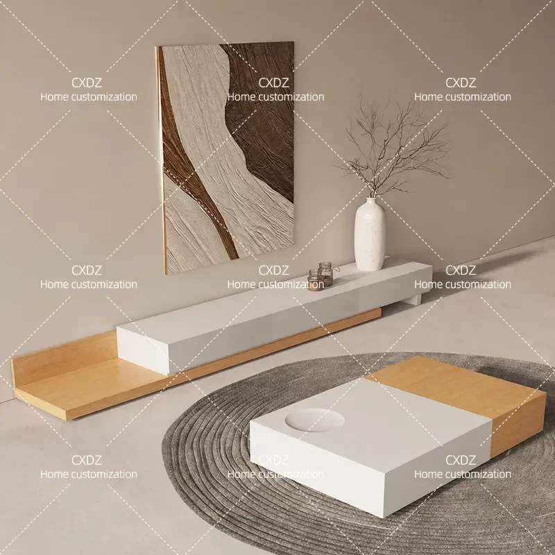 Nordic Paint TV Cabinet Modern Simple Living Room Audio Visual Cabinet Coffee Table Combination Economical Multi Functional