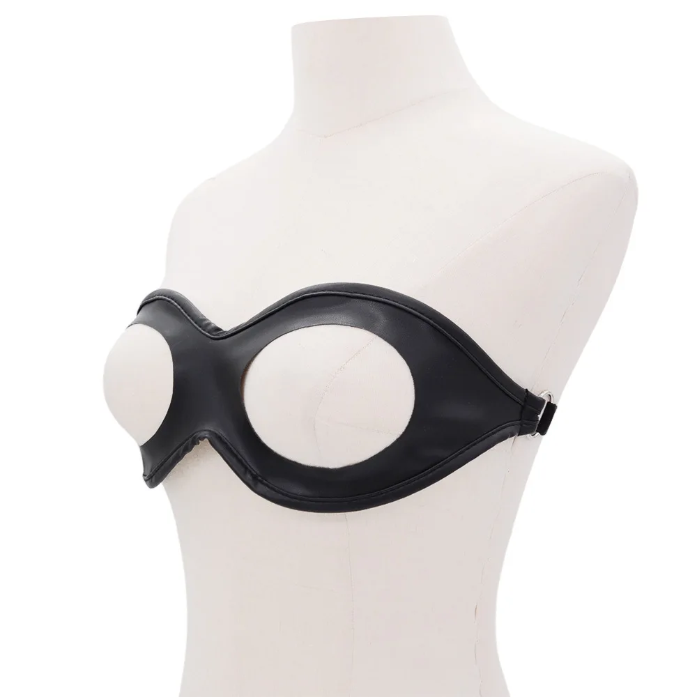 BDSM Open Bra Toy Woman Nipple Harness Sex Toys PU Leather Lingerie Couple Foreplay Bra Flirt Sex Lingeries Adjustable - Image 2