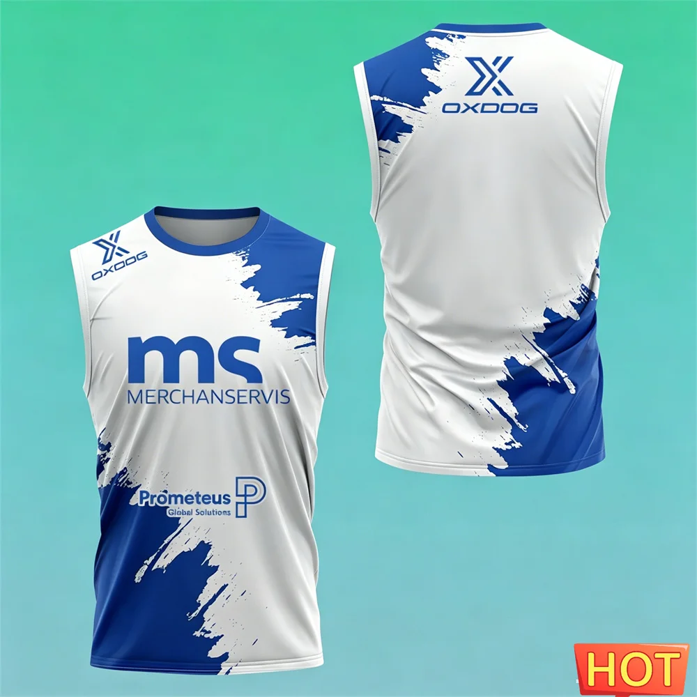 Men's sleeveless T-shirt Gradient Print T Shirt For Men Outdoor Run Fitness Tees Summer Badminton Tennis Men's sports vest tops