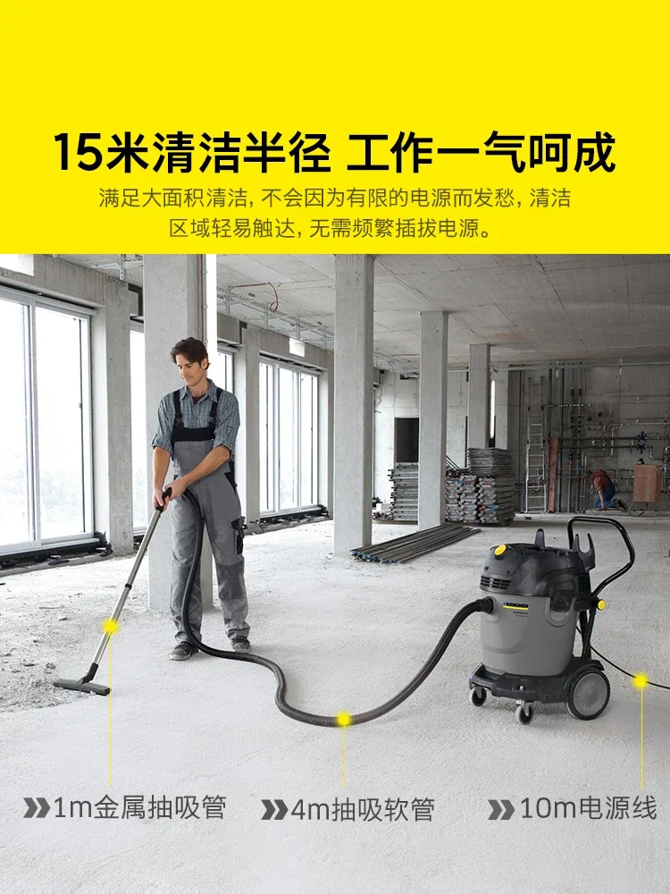 For industrial bucket-type dry-wet dual-purpose dust-shaking, high-power and high-suction vacuum cleaner with double motors