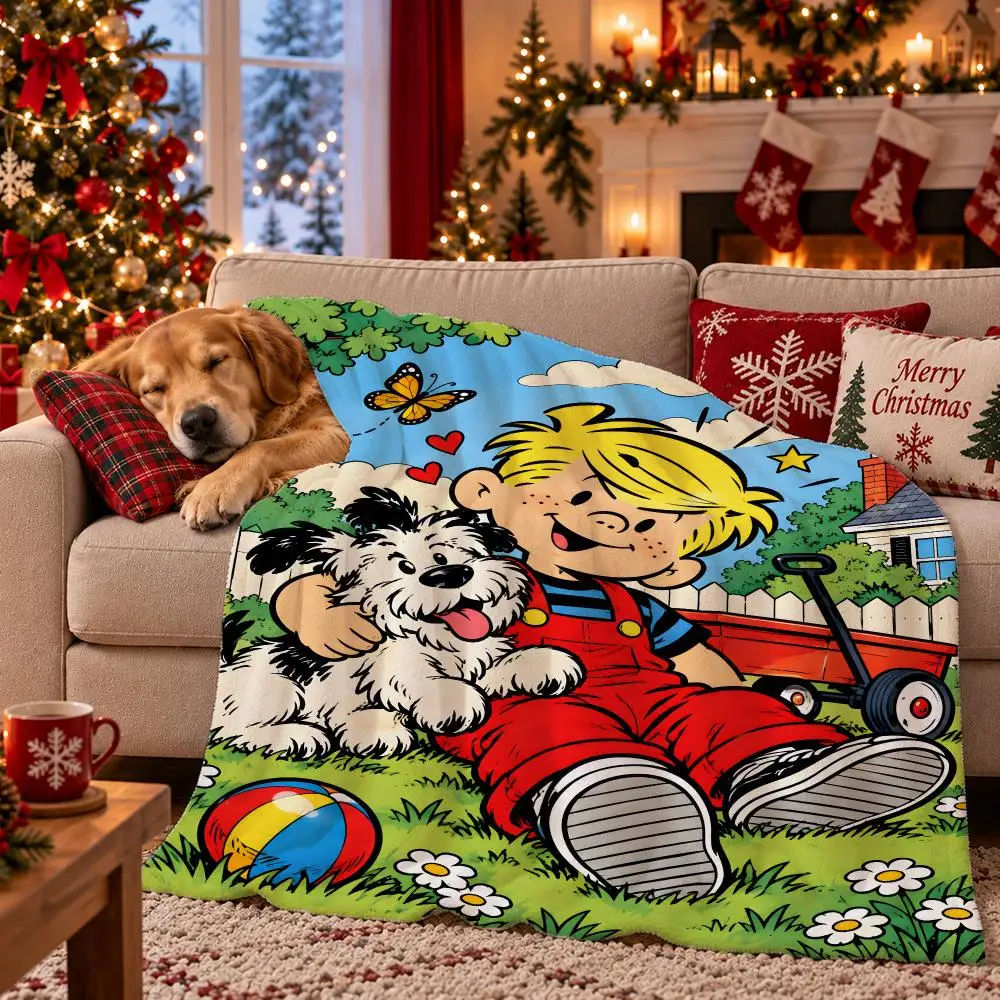 Dennis the Menace Throw Flannel Pet Blanket Cover Warm Soft Multifunctional Throw Universal  Bedsqread Holiday Gifts