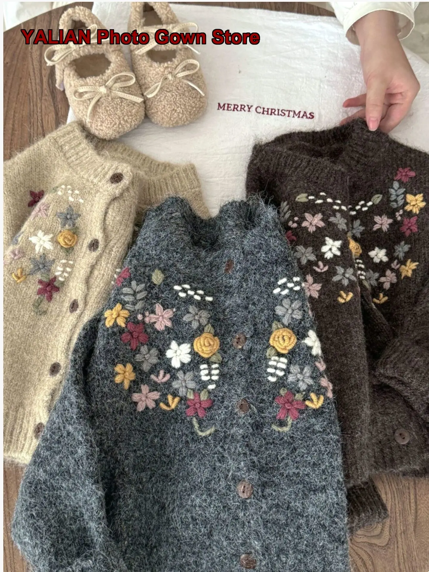 Girls Cardigan Kids Autumn Winter Handmade Crochet Knit Warm Outerwear Stylish