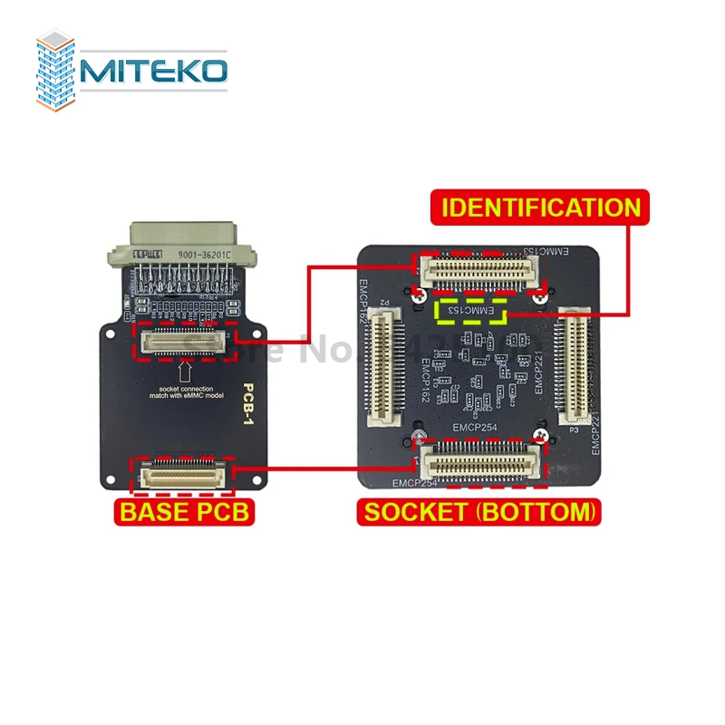 eMMC Test Adapter 6 in 1 Socket for Support Models BGA 153 169 162 186 254 221 Compatible with EasyJtag