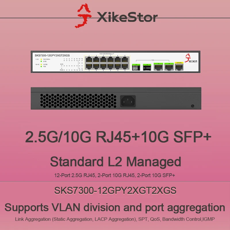

L2 Managed 12 Ports 2.5G RJ45 2 Ports 10G RJ45 2 Ports 10G SFP+