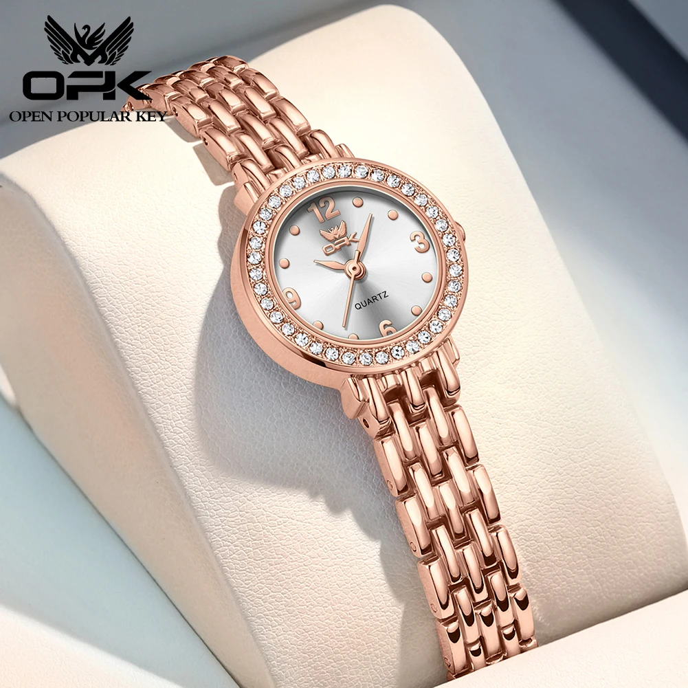 OPK Light Luxury Brands Women\'s Watches Small Dial Waterproof Quartz Watch for Lady Stainless Steel Strap Gift Bracelet Watch