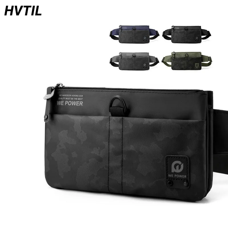 HVTIL New Men Minimalist Messenger Sling Shoulder Bag Solid Outdoor Travel Waterproof Crossbody Bag Luxury Nylon Cross Body Pack