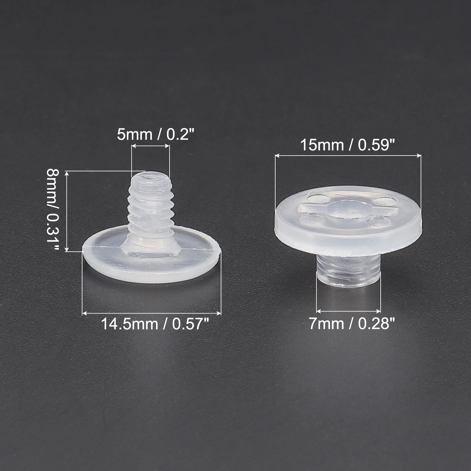 20Sets Chicago Screws Plastic Chicago Screw Binding Post Rivets Post 8/10/15/20/25/30/40mm for Belt Scrapbook Photo Albums Clear