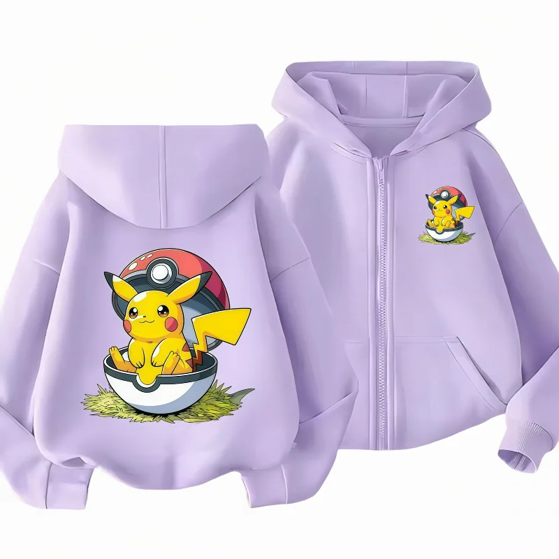 

Potdemiel Pikachu Children's Zip-Up Hoodie, Boys' and Girls' Top, Autumn and Winter Warm Children's Zippered Hooded Sweatshirt