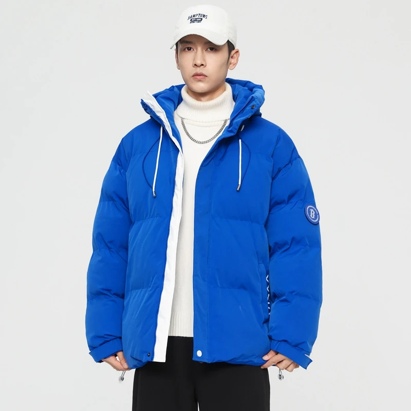 

Зимняя мужская куртка из утепленного хлопка, новая модель, теплая, свободного кроя, молодежная, на молнии, с капюшоном.