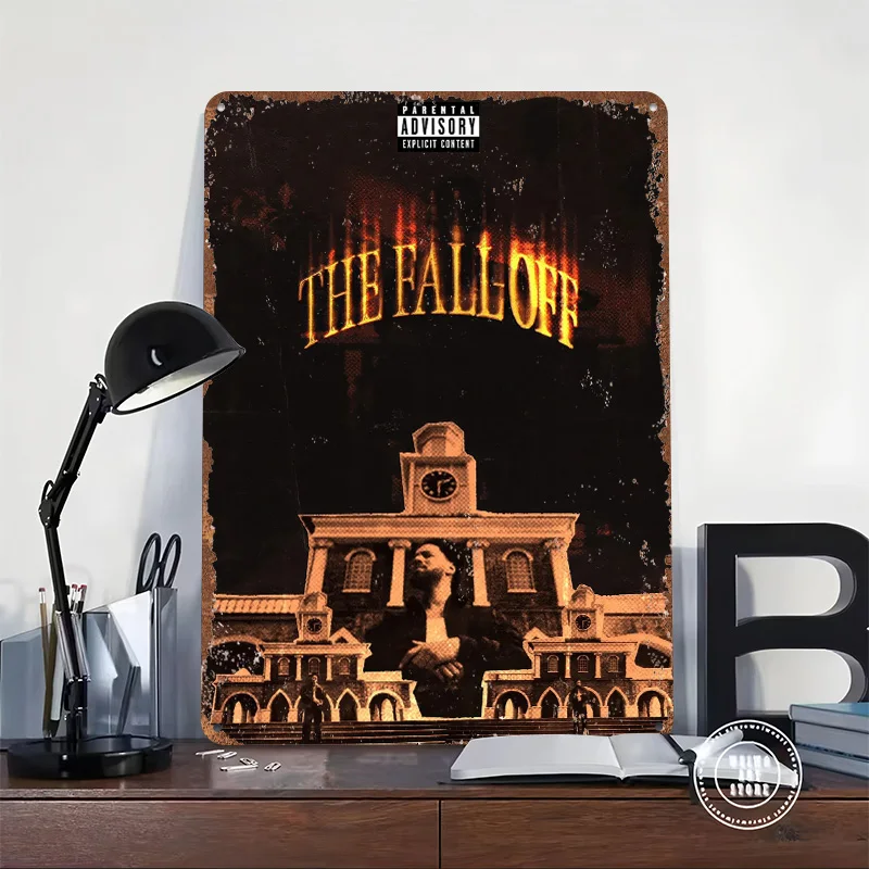 J Cole The Fall Off Album Cover Personalized 3D Textured Metal Poster Wall Art Tinplate Sign for Funny Signs Decor Luxury Room