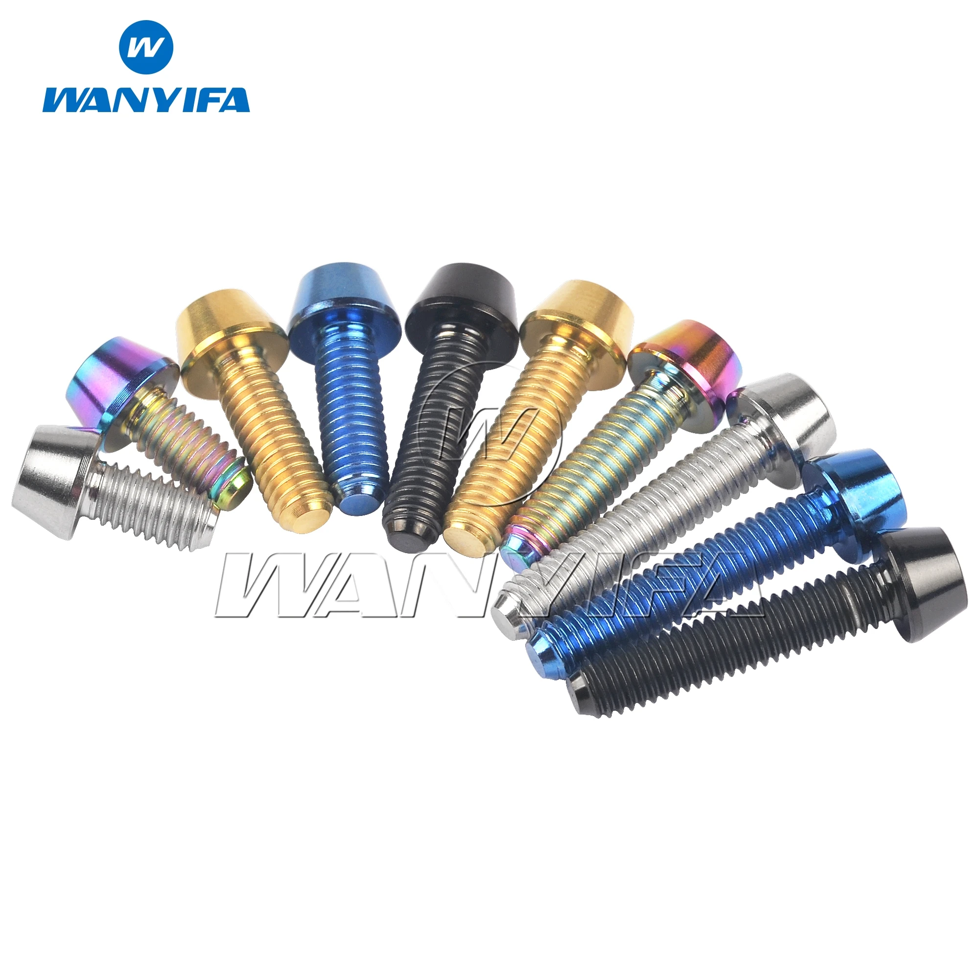 Wanyifa 4/10pcs Titanium Ti Bolts M4x8/12/15/20mm Tapered Head Hex Bicycle Bike Screw