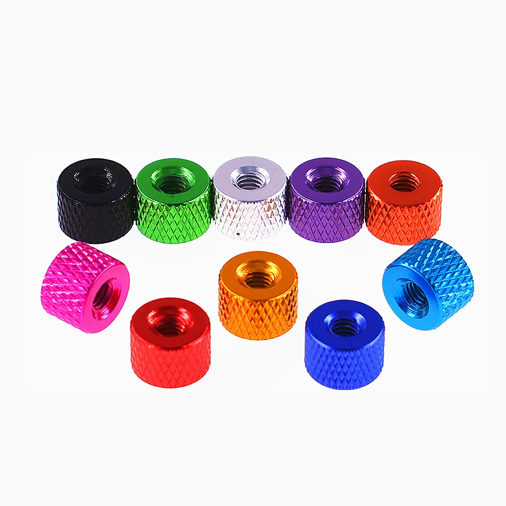 Tuerca redonda de aleación de aluminio para pulgar, pomo de mano de aleación de aluminio, colorida, M3.5, 5 piezas