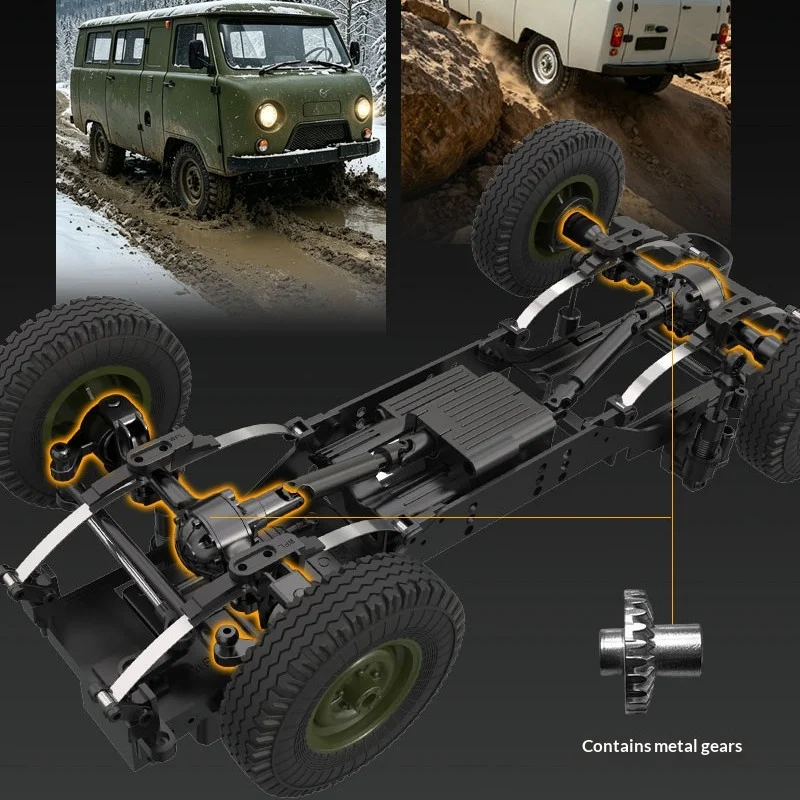 WPL C104 Uaz452 RC Crawler 4WD Off Road Climbing Truck with Powerful 370 Motor 2.4Ghz Remote Control RC Car Ideal Christmas