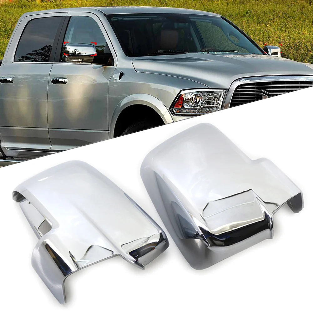 2Pcs/Pair Chrome Car Door Side Mirror Cover W/ Bottom Turn Signal Cutout For Dodge Ram 1500 2013-2018