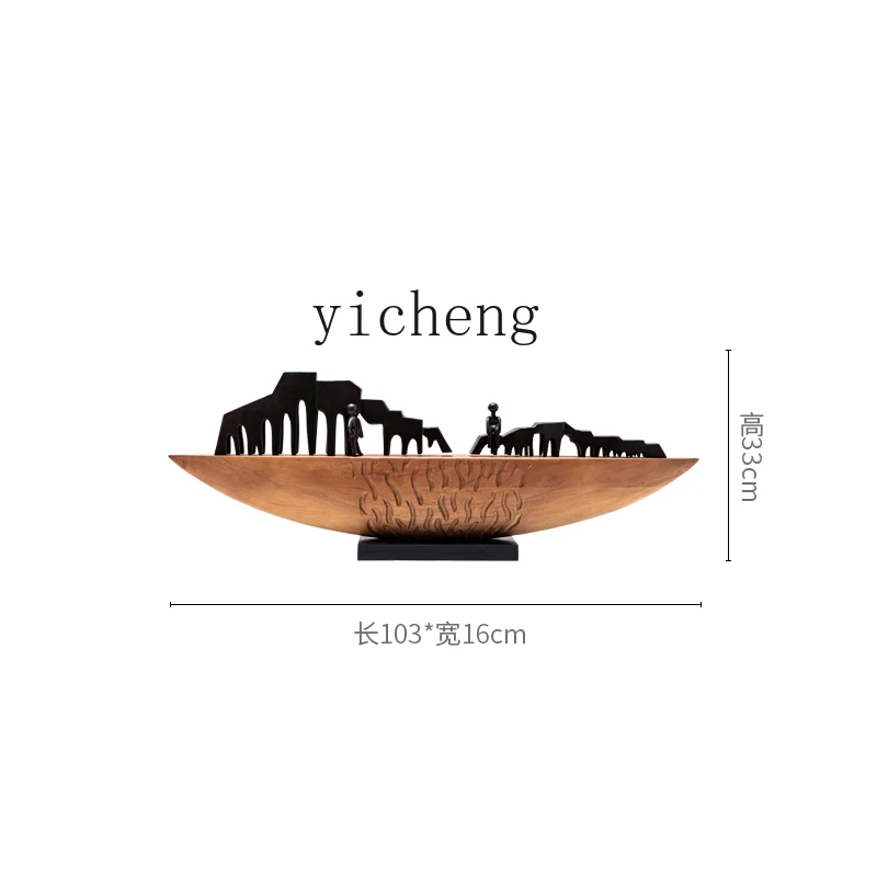 8-Ba  creative model room wood carving craft decoration hotel front desk sales office entrance desktop decoration