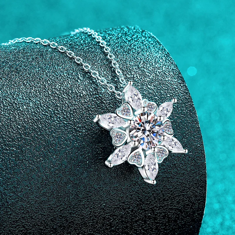 1ct D ColorMoissanite ضياء امرأة قلادة الفضة قلادة للنساء سلاسل حفلة الزفاف غرامة مجوهرات 925 الاسترليني قلادة فضية #3
