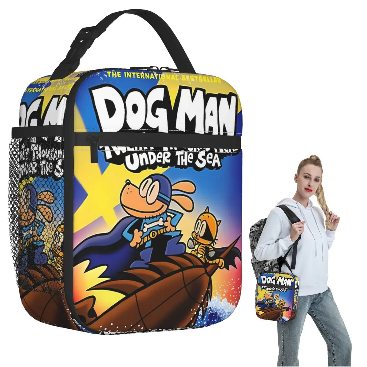 Funny Dogman Poster Animation Adventure Movie Insulated Lunch Bag for Women Kids Portable Food Boxes Thermal Lunch Box Tote