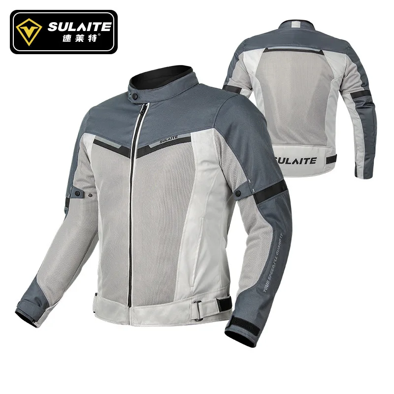 

SULAITE Motorcycle Riding Jacket Summer Breathable Mesh With CE2 Shoulder Elbow Armor CE Back Pad Outdoor Racing Protective Gear