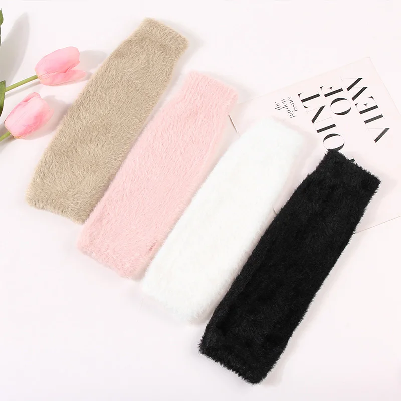 1 Pair Fashion Fall Winter Gloves Women Arm Warmers Mink-Like Velvet Fingerless Gloves Y2K Wrist Warmers