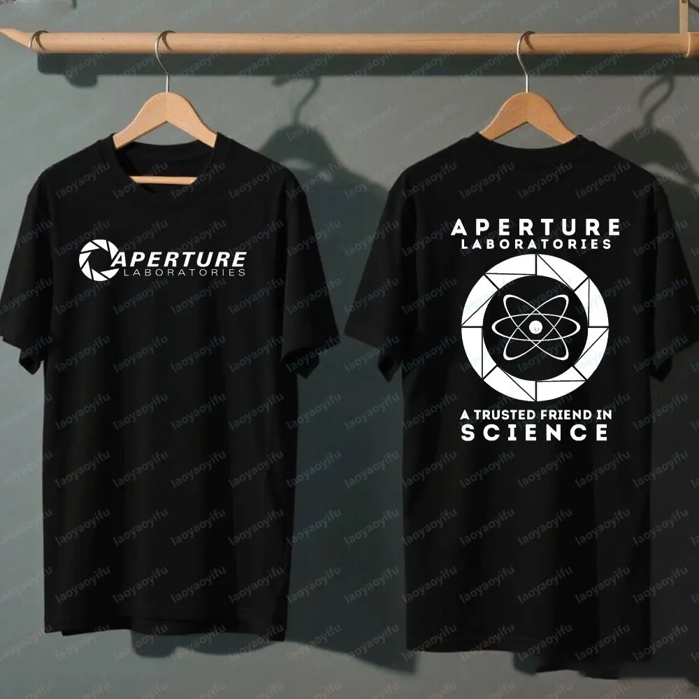 Camiseta Aperture Labs Portal para hombre, camiseta de Gamer, empresa de ciencia ficción, videojuego, Glados Geek, Tops, válvula, laboratorios, camiseta de regalo para fanáticos