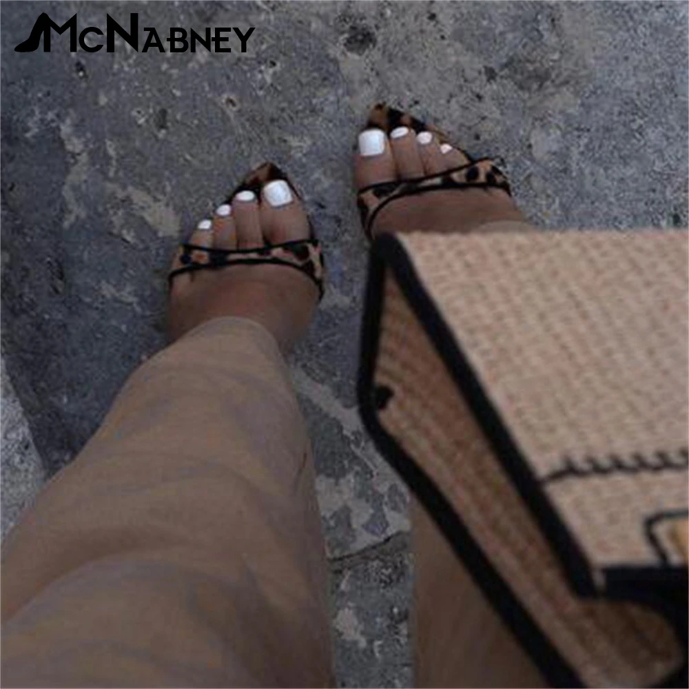 Leopard Print Pointed Toe Slippers Super High Heel Summer Shoes for Ladies Fashion Sexy Sandals 12Cm High Heels Large Size Shoes