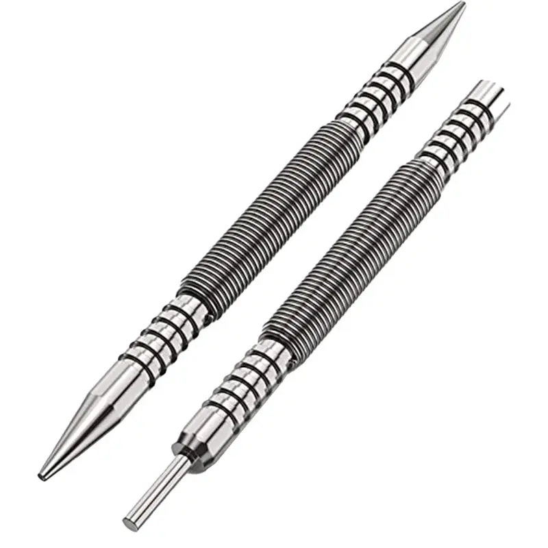 Spring Double End Nail Punch Set Loaded Marker Metal Woodworking Drill Bit Door Pin Removal
