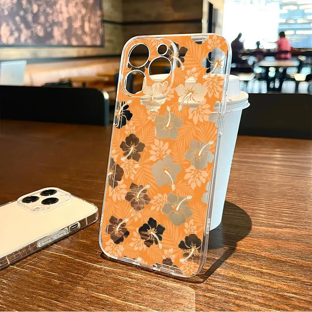 هاواي الأصفر الكركديه جراب هاتف آيفون 17,16,15,14,13,12,11 زائد ، برو ماكس ، غطاء سيليكون ناعم شفاف #6
