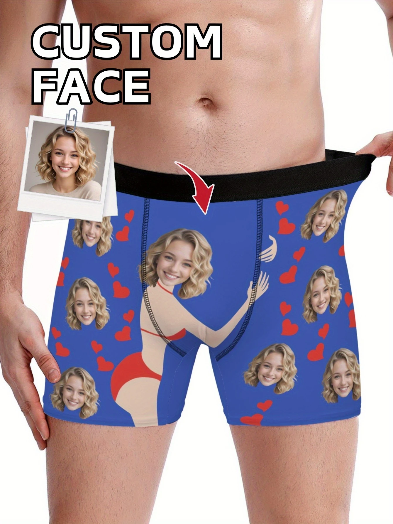 

Custom Men's Boxer Briefs with Photo Print - Personalized Underwear Gift for Husband, Boyfriend or Dad