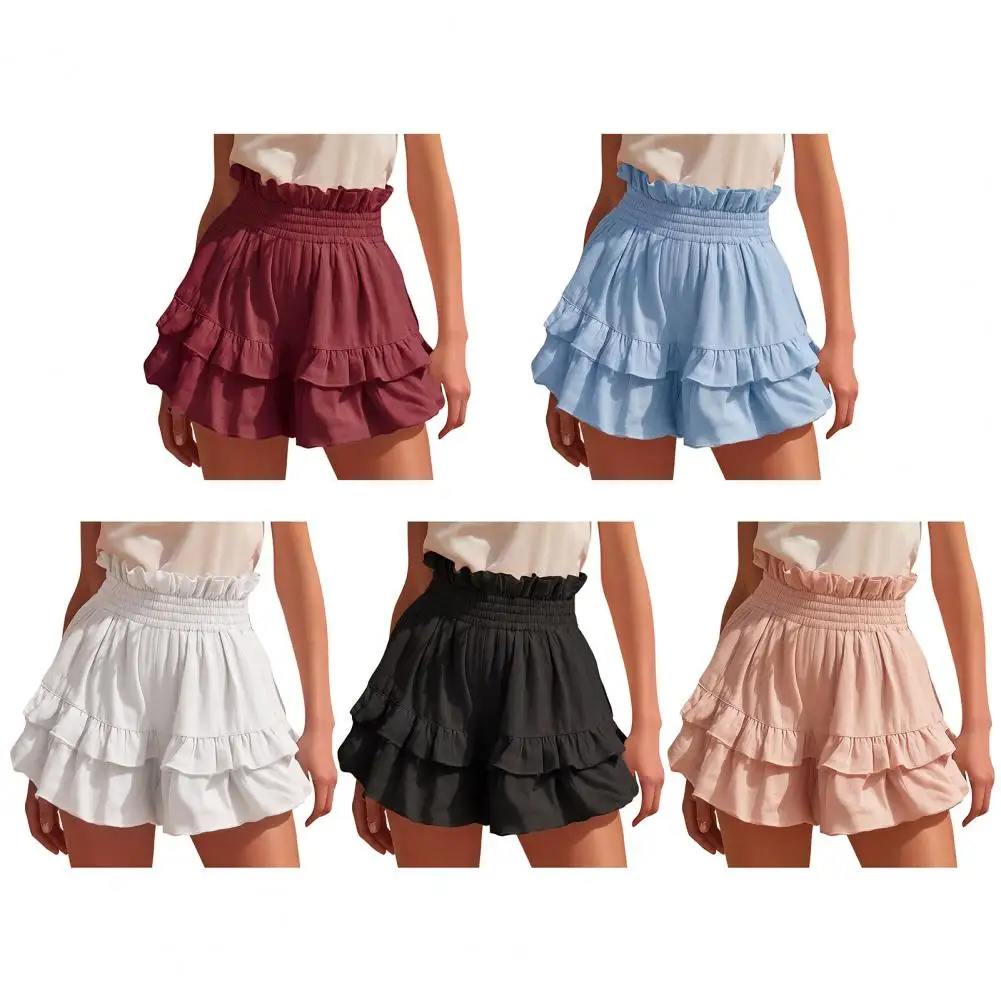Women's Mini Skirt Stylish Solid Color Layered Ruffled Low Rise Skirt For Daily Life Bar Party Streetwear