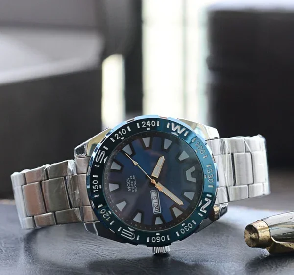 Modny zegarek dla mężczyzn Seiko Sport 3Bar wodoodporny świecący kwarcowy automatyczna data analogowa tarcza stalowa opaska męski designerski zegarek na rękę