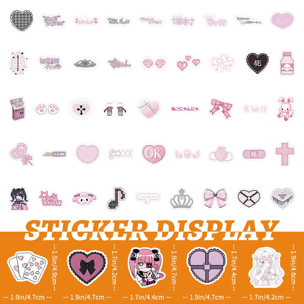 10/30/50/100PCS Pink Cute Goth Style Cartoon Stickers Suitcase Scrapbooking Laptop Stationery Toy Sticker