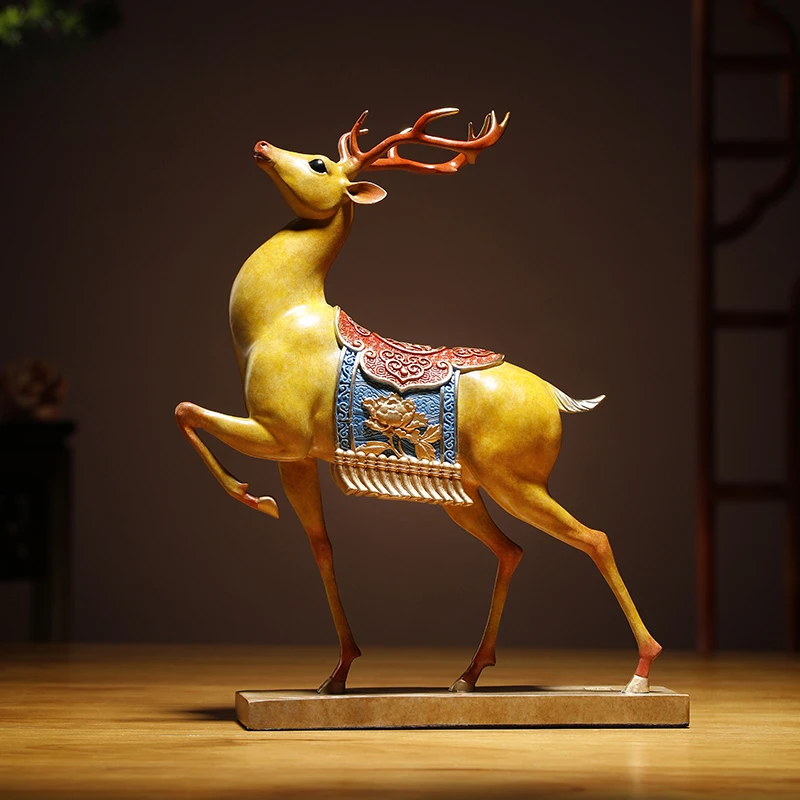 Gaosheng copper deer ornament all the way, living room wine cabinet entrance decoration