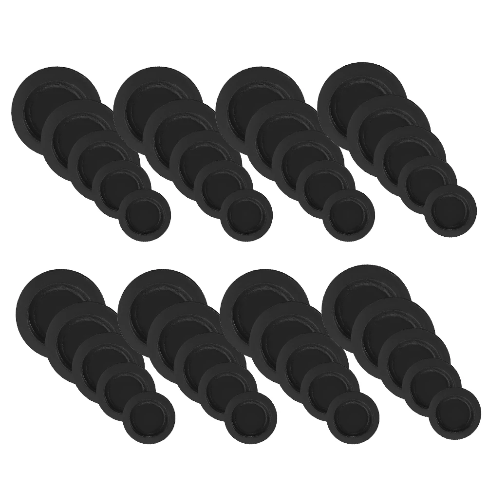 

40pcs Round Rubber Plug Piggy Bank Stopper Black Plastic Bottom Reusable Closure Cover Replacement Caps Sturdy Money Pot