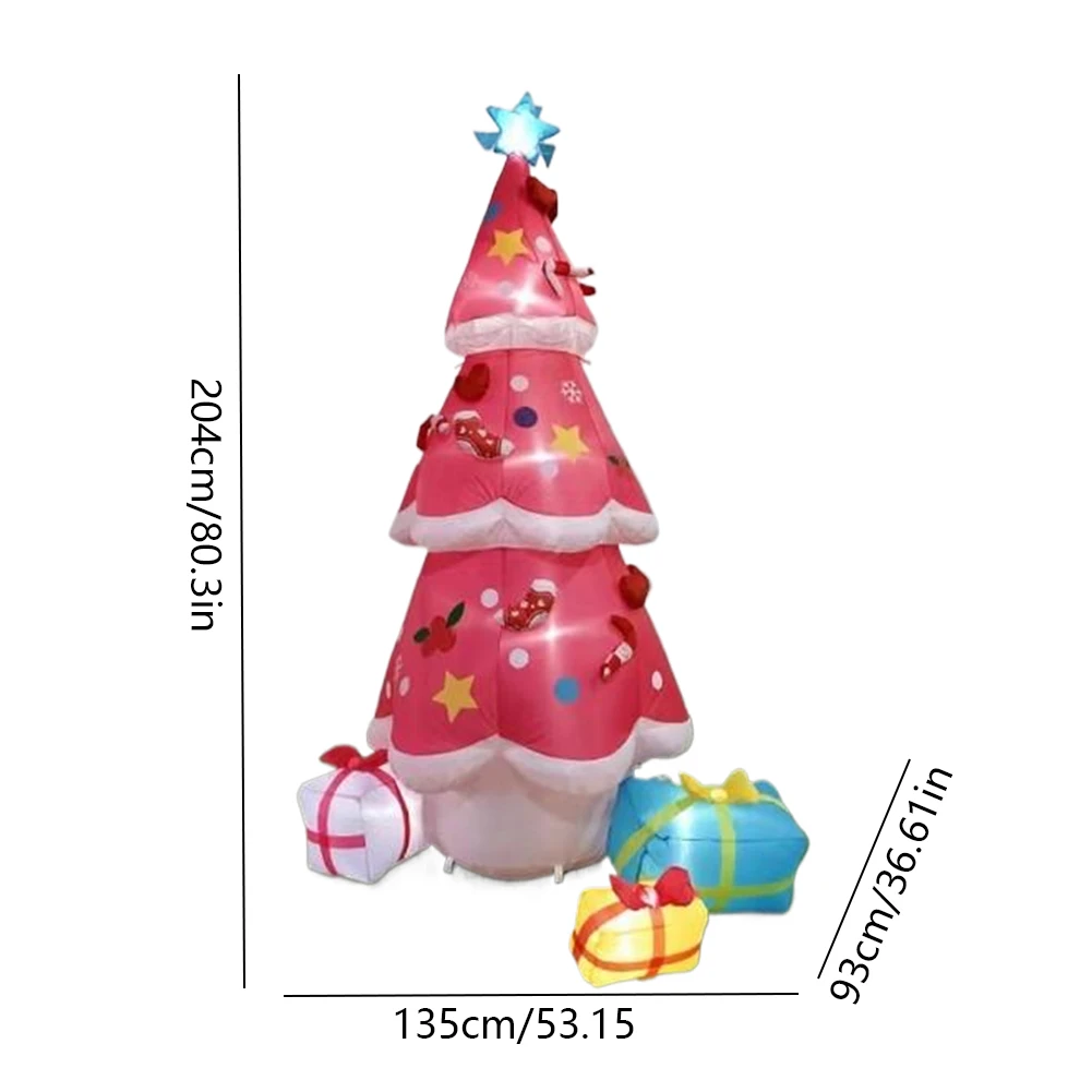 6.9FT Lighted Blow Up Xmas Tree Outdoor Inflatable Christmas Tree with LED Lights Blow Up Inflatable Tree for Party Holiday Xmas