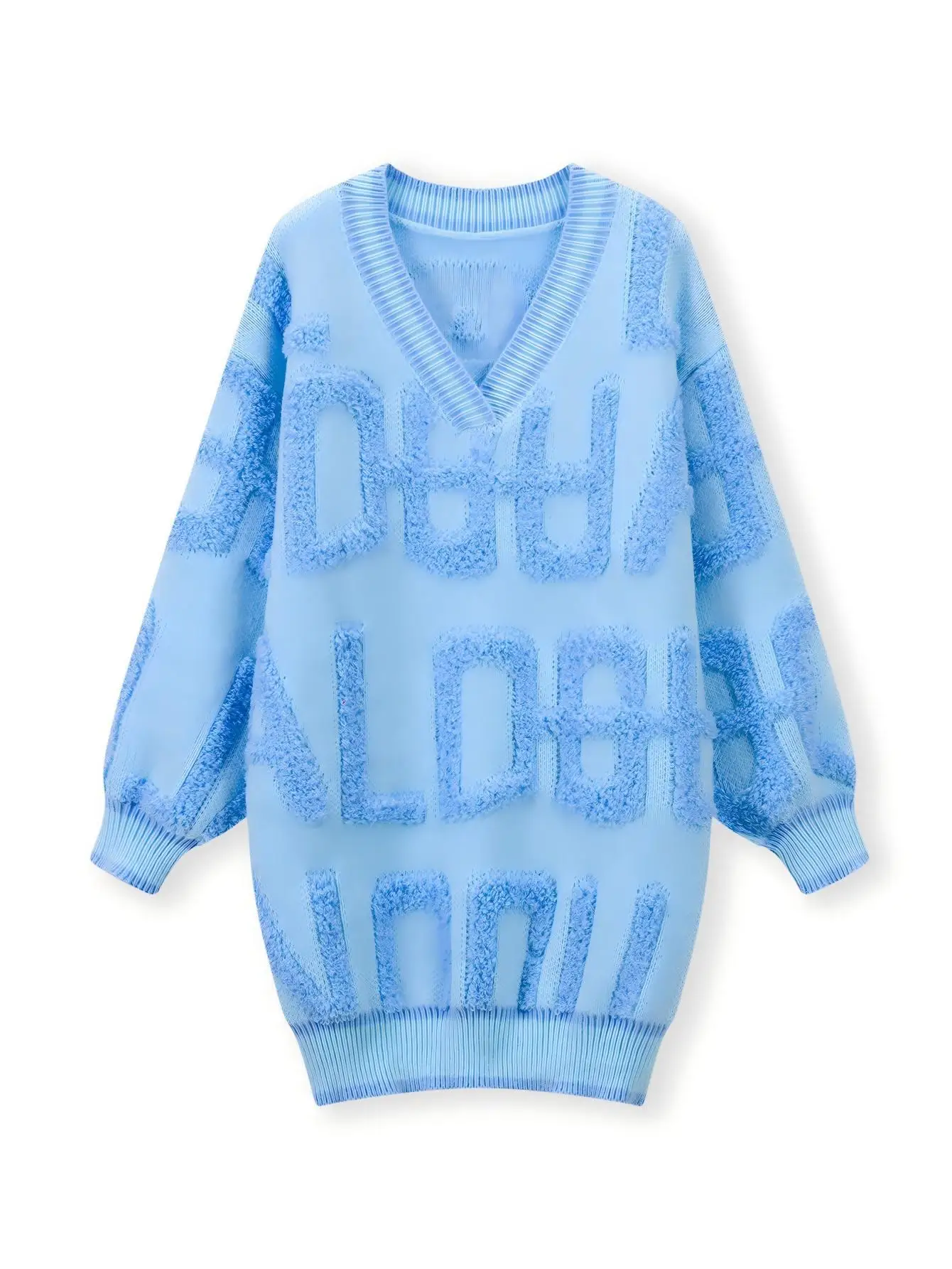 Herfst Temperament Woon-werkverkeer Dames Halflange Gebreide Trui Modieuze Letter Geborduurde Losse Losse Trui Met Lange Mouwen