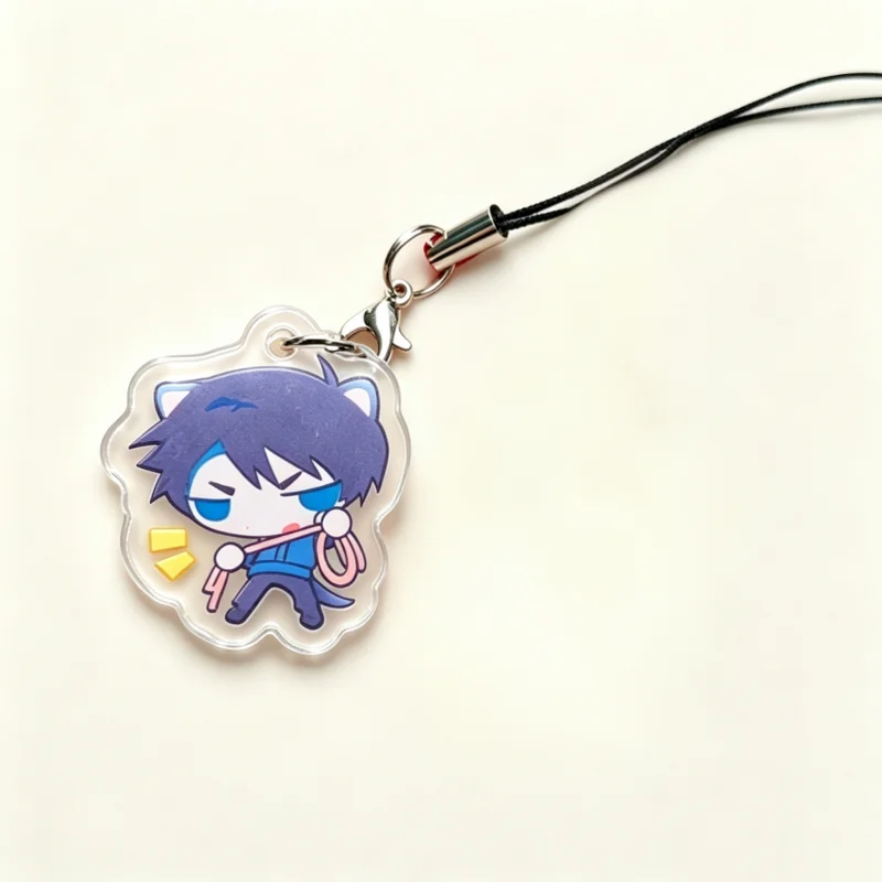 GSGW Anime Acrylic Phone Charm Kawaii Chibi Character Pendant Keychain Cute Cartoon Bag Hanging Accessory Mobile Phone Strap