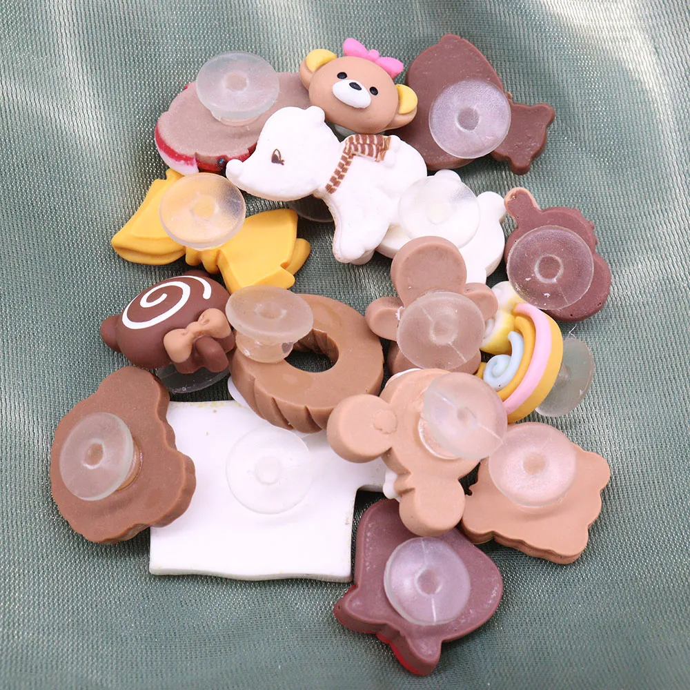 New Arrival 1pcs Resin Bear Chocolate Donut Cone Rainbow Shoe Button Children Shoes Decorations Fit Birthday Gift