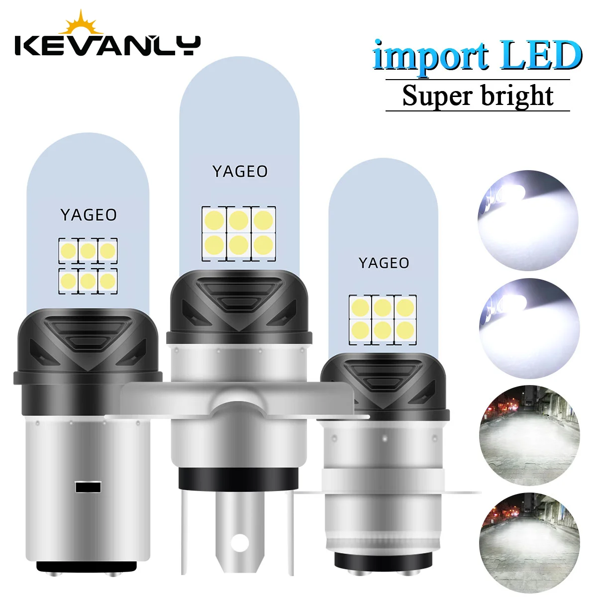KEVANLY H4 LED Motorcycle H6 LED P15D H6M BA20D Motorcycle Headlight White Bulbs High Low Beam Lamp Motorbike Lamp Scooter 12V